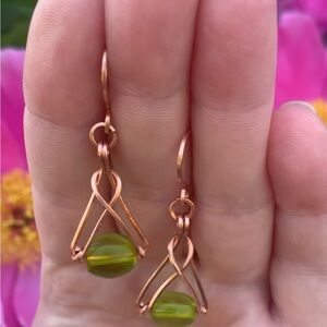Elegant Green and copper Earrings
